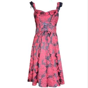 Hearts & Roses Corset Pin-up Dress. Size 14